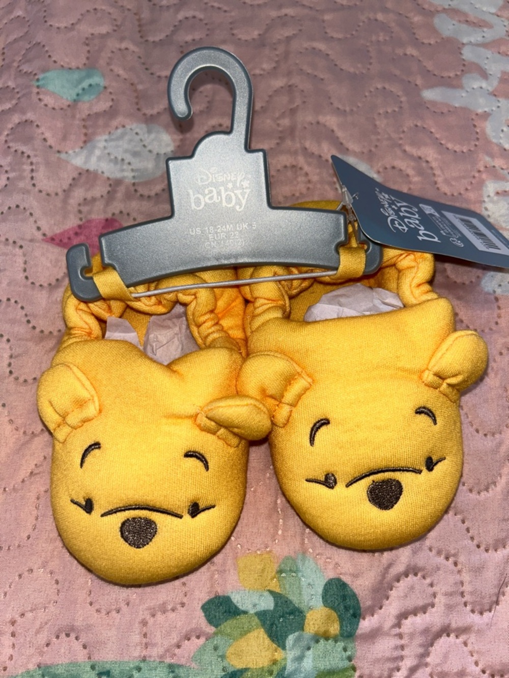 Disney Baby Yellow Winnie the Pooh Plush Infant Booties